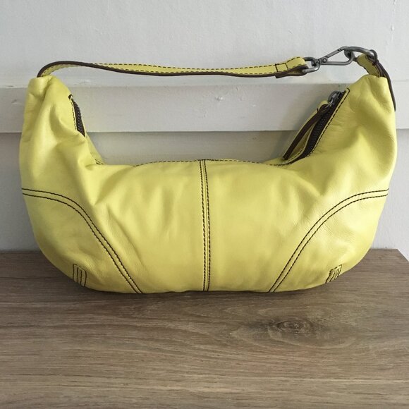 Free People Real World Leather Clutch Shoulder Bag Color Yellow/Limoncello - Picture 2 of 9